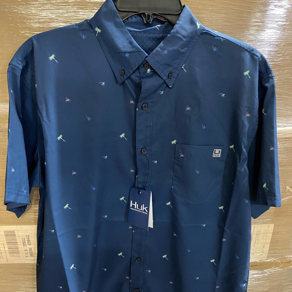 HUK fishing button up shirt